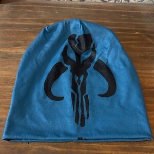 Blue Beanie with Black Design